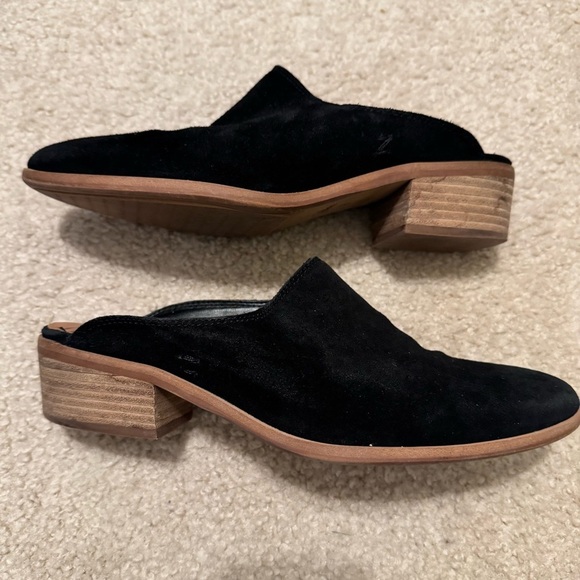 Zodiac | Quartz Black Suede Leather Heeled Slip-On Mules - Picture 1 of 6